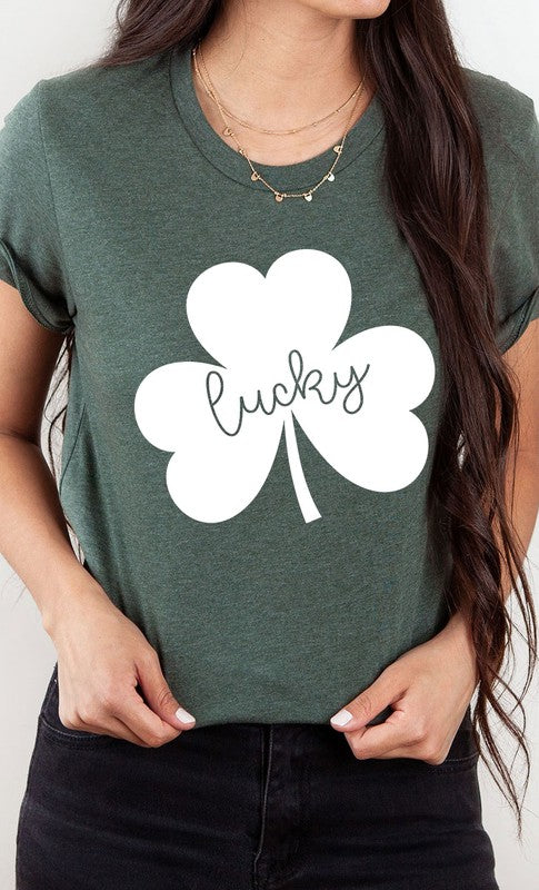 Lucky Clover White Shamrock Graphic Tee T-Shirt