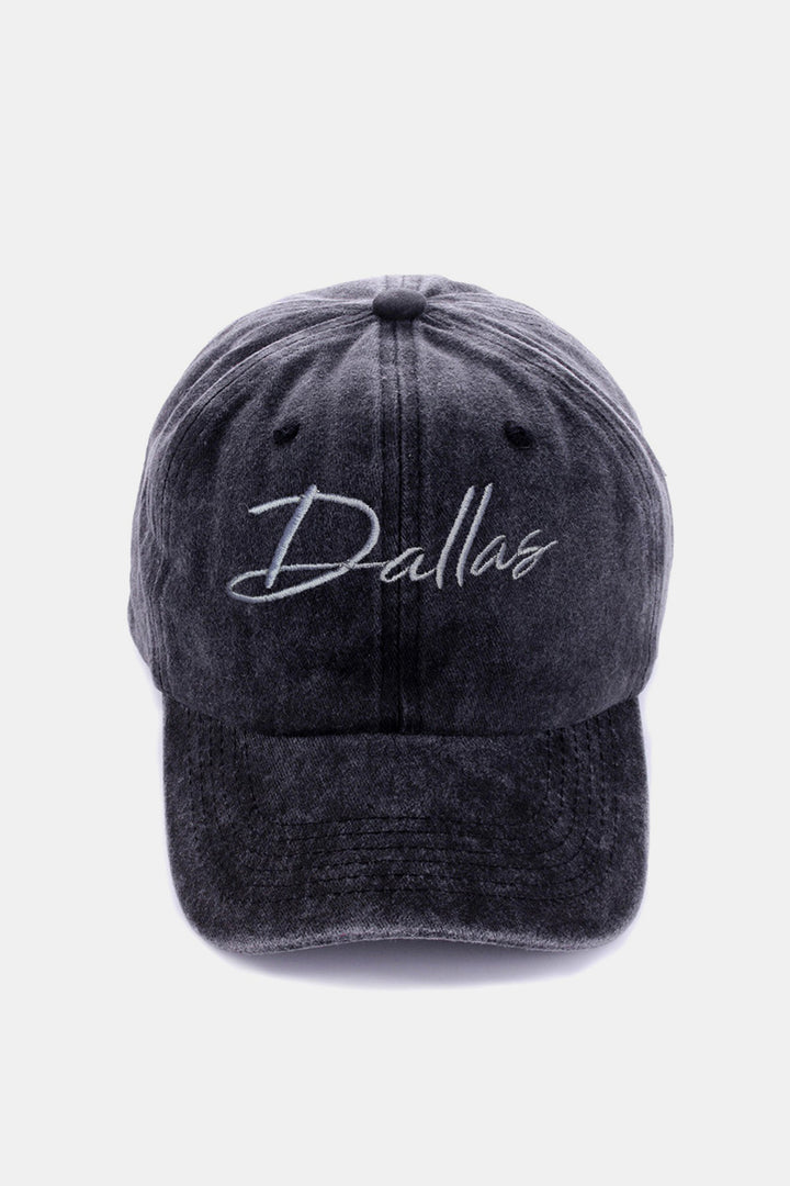 Zenana Washed DALLAS Embroidered Baseball Cap