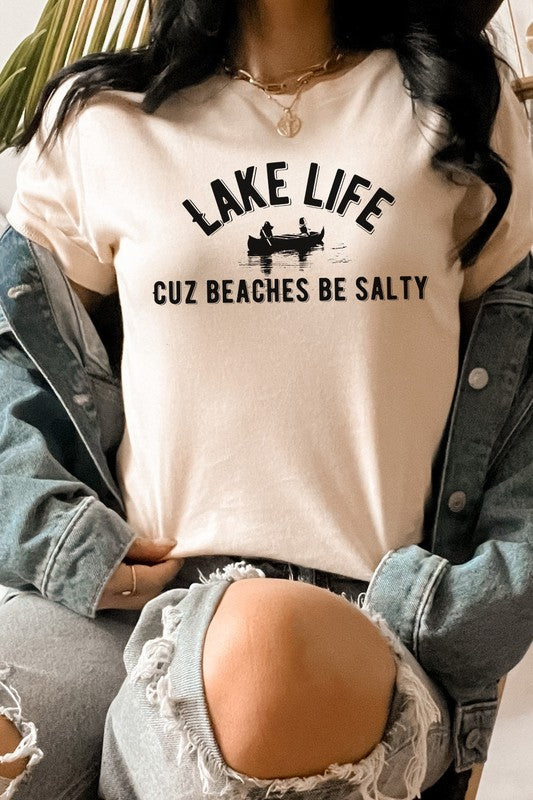 Lake Life Cuz Beaches Be Salty Rowboat Graphic Tee T-Shirt