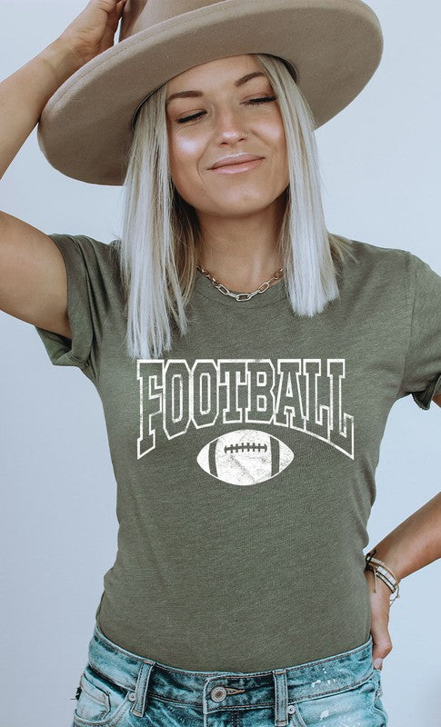 Distressed Football Graphic Tee T-Shirt