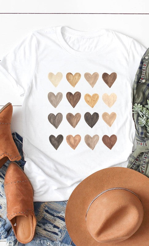 Neutral Heart Grid Graphic Tee T-Shirt PLUS