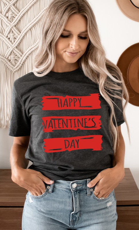 Paint Smudge Happy Valentines Day Graphic Tee T-Shirt