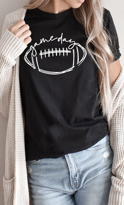 Cursive Football Game Day Graphic Tee T-Shirt