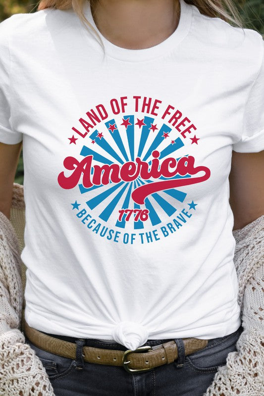 America Land Of The Free Of The Brave Graphic Tee