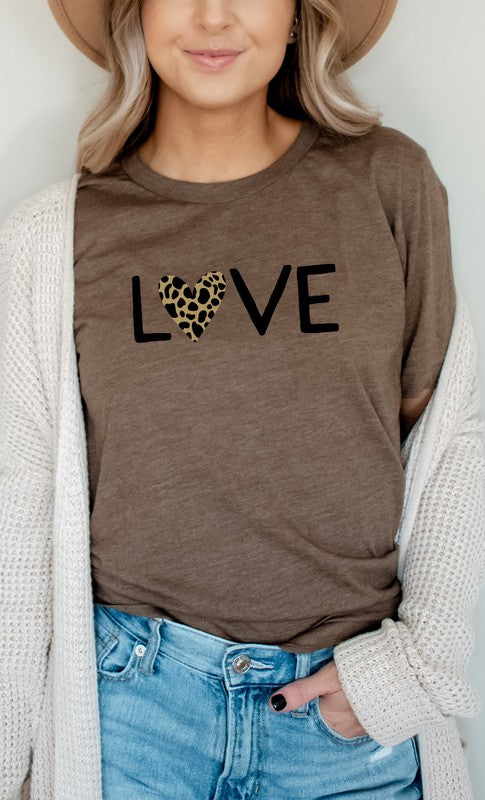 Love Leopard Print Heart PLUS SIZE Graphic Tee T-Shirt