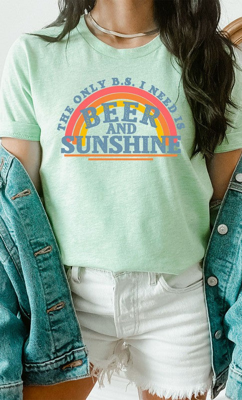 Beer and Sunshine Rainbow Graphic Tee T-Shirt PLUS