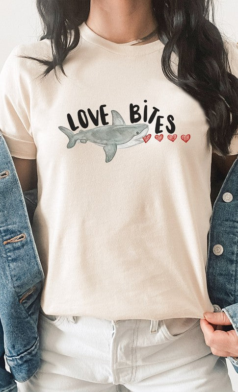 Love Bites Heart Eating Shark PLUS Graphic Tee T-Shirt