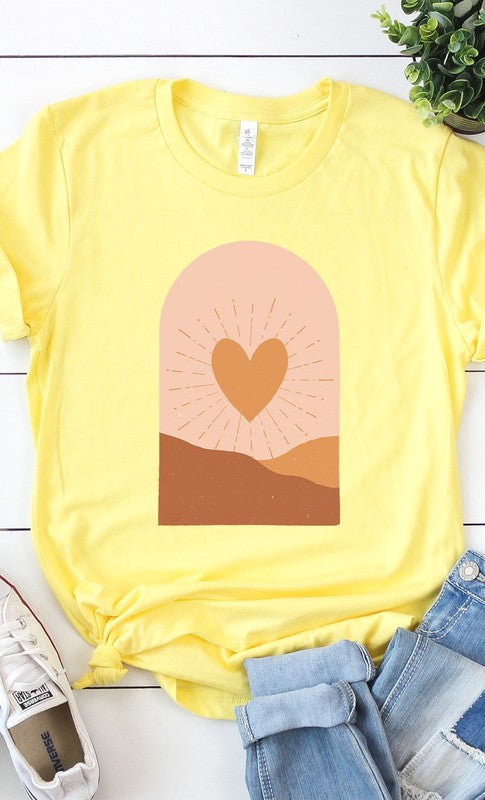 Boho Valentine Heart Graphic Tee T-Shirt PLUS