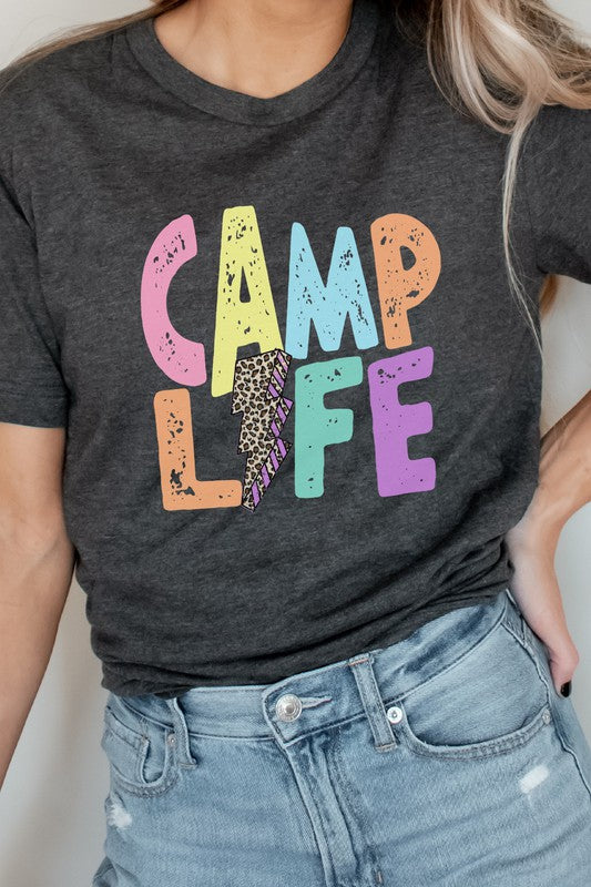 Camp Life Leopard Lightning Bolt Graphic Tee T-Shirt