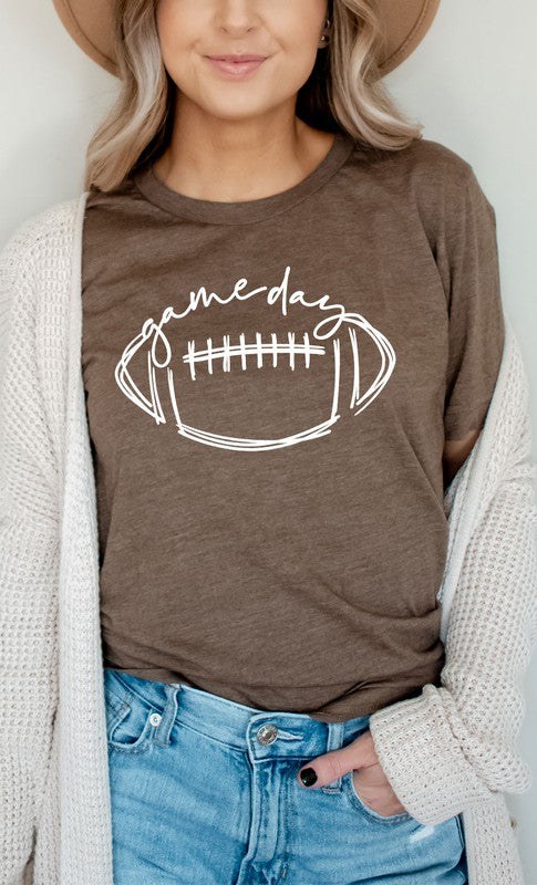 Cursive Football Game Day Graphic Tee T-Shirt PLUS