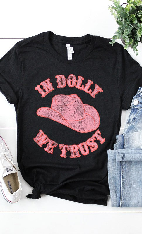 Retro In Dolly We Trust Hat Graphic Tee T-Shirt PLUS