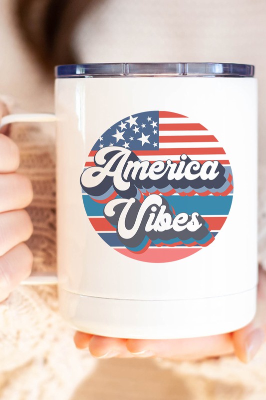 Patriotic America Vibes Circle Travel Mug