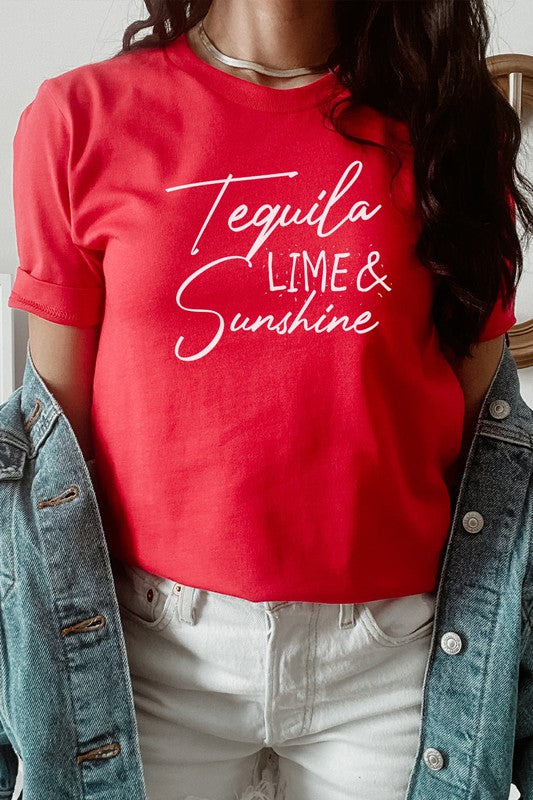 Tequila Lime and Sunshine Party Time Graphic Tee T-Shirt