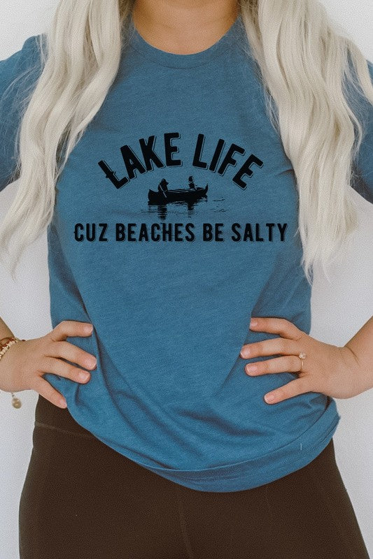 Lake Life Cuz Beaches Be Salty Rowboat Graphic Tee T-Shirt