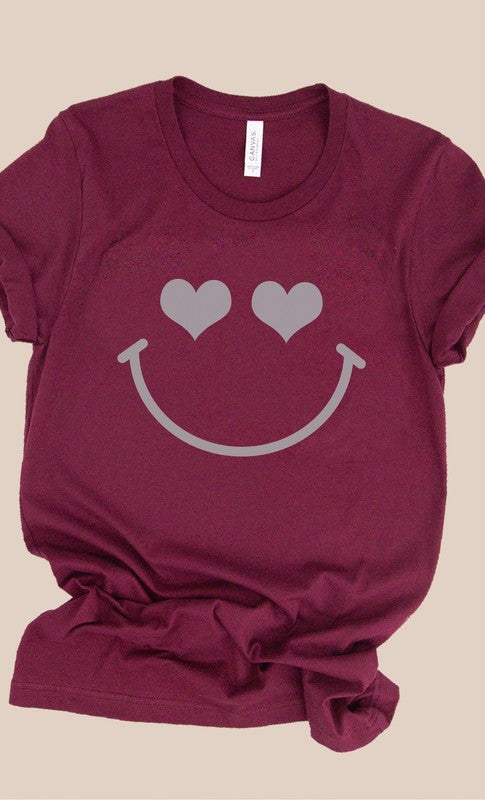 Heart Eyes Smiley Valentines PLUS SIZE Graphic Tee