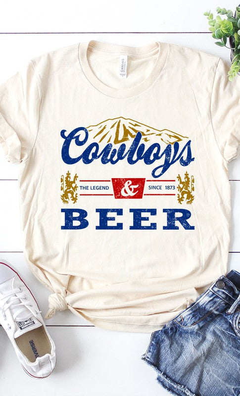 Vintage Western Cowboys Beer Graphic Tee T-Shirt