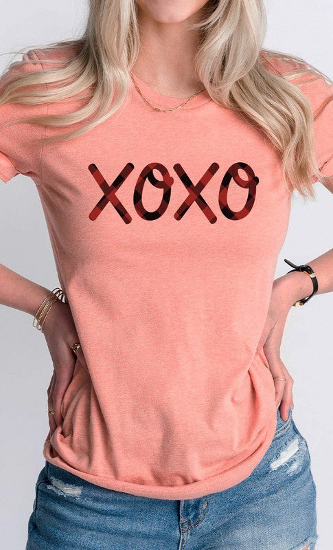 Plaid XOXO Valentines Day PLUS SIZE Graphic Tee T-Shirt