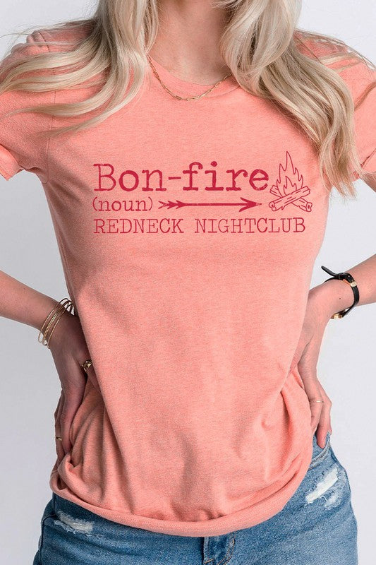 Bonfire Redneck Nightclub Fire Side Graphic Tee