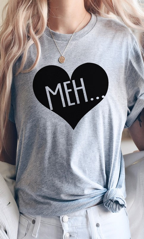 Meh Black Heart Valentines Graphic Tee T-Shirt