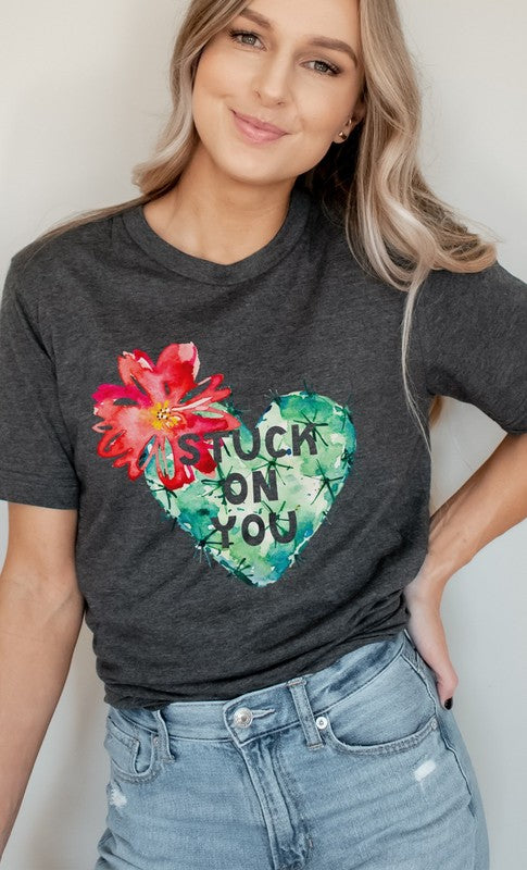 Blooming Cactus Stuck on You PLUS SIZE Graphic Tee T-Shirt