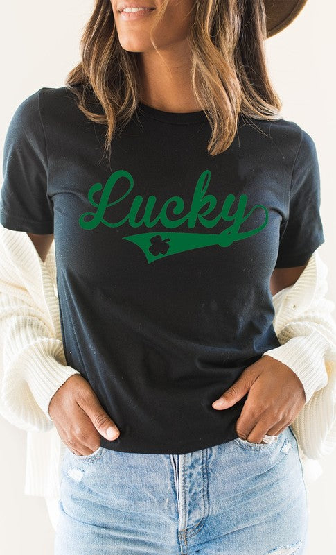 Vintage Lucky with Shamrock PLUS SIZE Graphic Tee