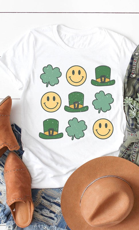 Retro Grid St Pattys Graphic Tee PLUS