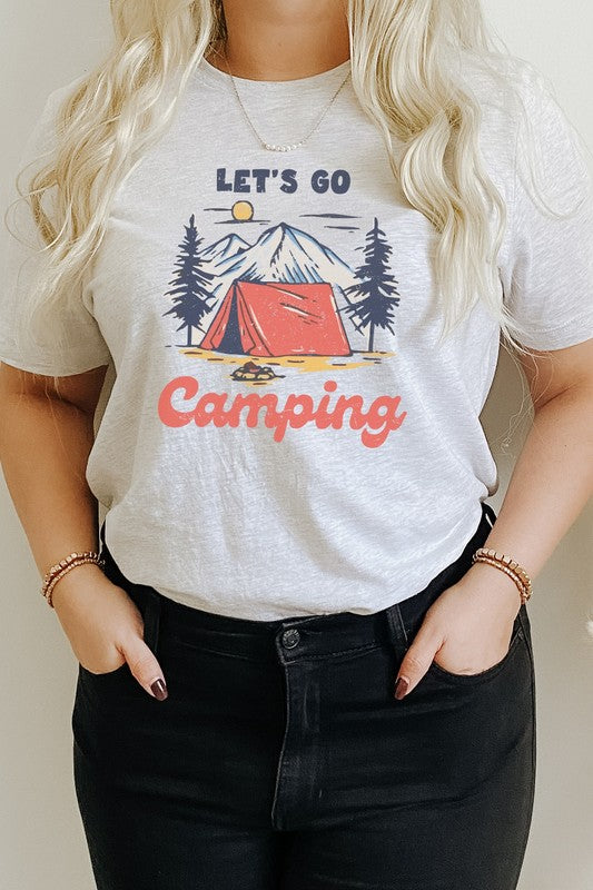 Lets Go Camping Mountain Sun Fireside Graphic Tee