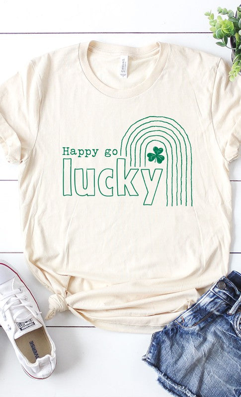 Happy Go Lucky Rainbow Graphic Tee T-Shirt