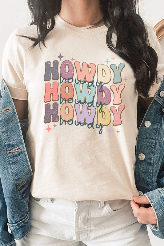 Howdy Repeat Pastel Stars Country Graphic Tee