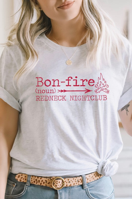 Bonfire Redneck Nightclub Fire Side Graphic Tee