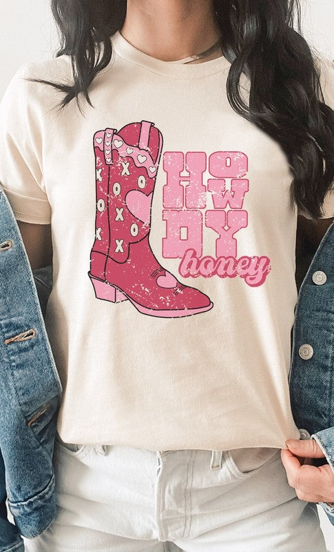 Howdy Honey XOXO Boots Valentines PLUS Graphic Tee T-Shirt