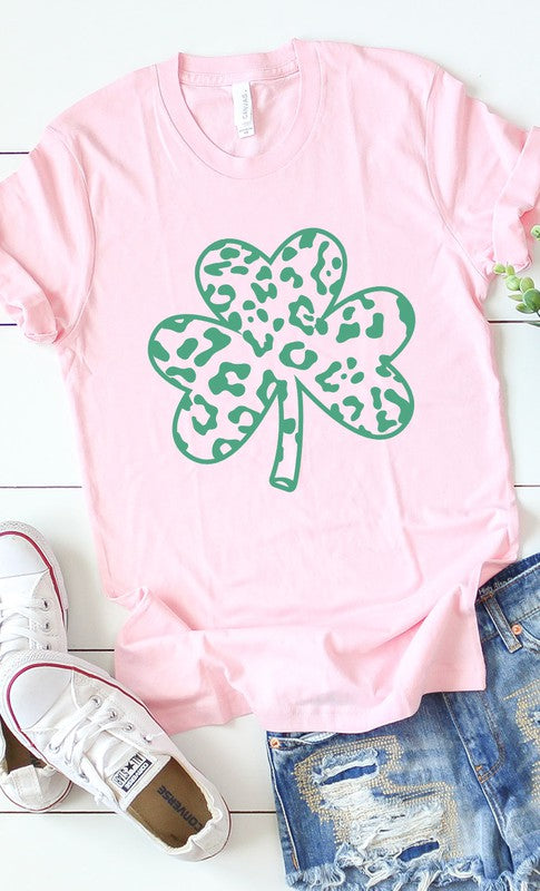 Green Leopard Clover Graphic Tee T-Shirt PLUS