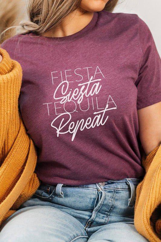 Fiesta Siesta Tequila Repeat Party Graphic Tee