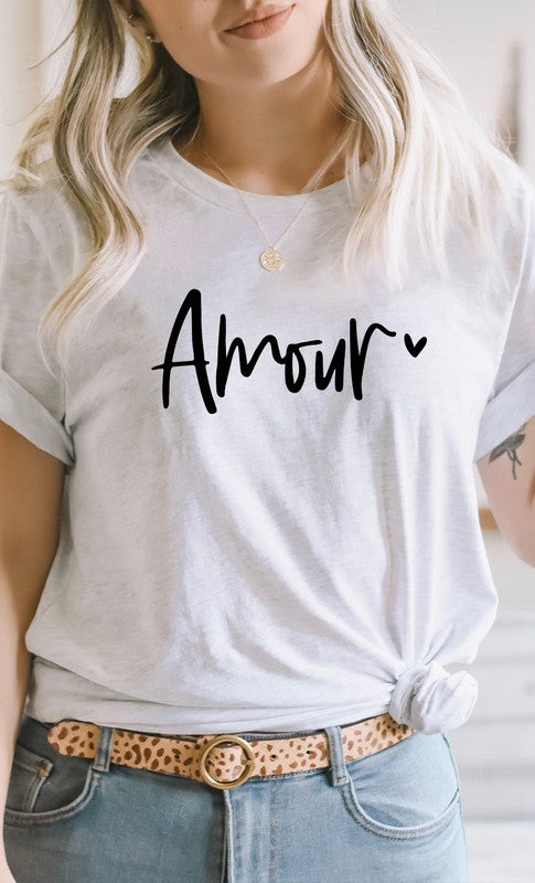 Amour Heart Valentines Day Graphic Tee T-Shirt