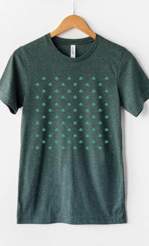 St Patricks Day Shamrock Grid Graphic Tee T-Shirt