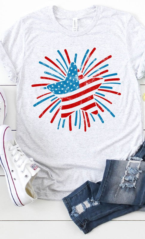 Retro Patriotic Star Graphic Tee T-Shirt