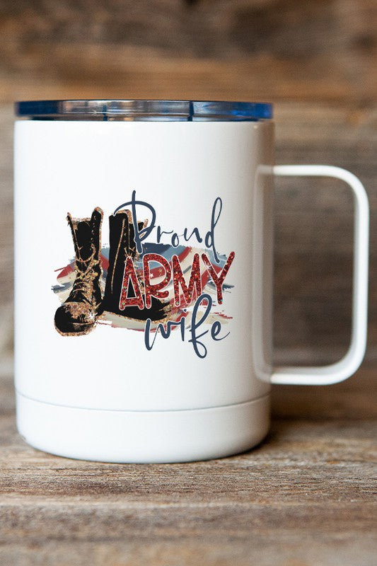 Patriotic Proud Army Wife Travel Mug