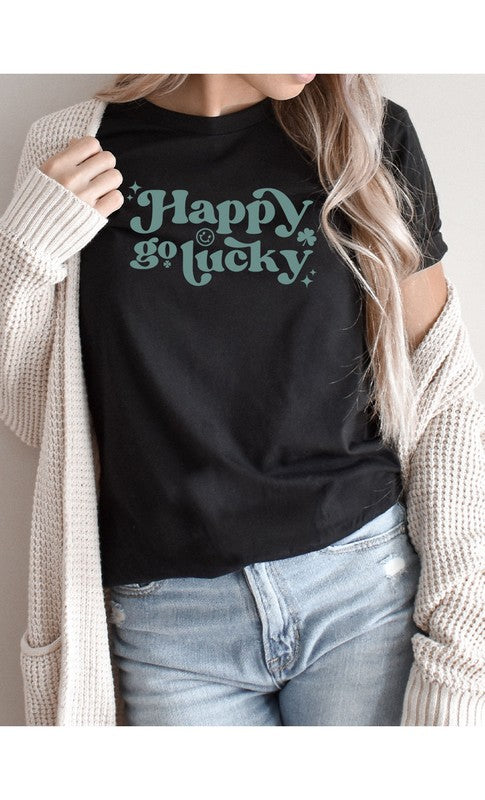 Vintage Happy Go Lucky Graphic Tee T-Shirt