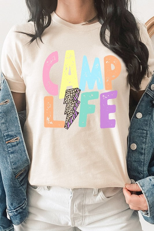 Camp Life Leopard Lightning Bolt Graphic Tee T-Shirt