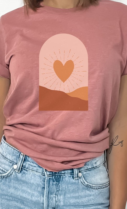 Boho Heart Sunrise Valentine PLUS SIZE Graphic Tee T-Shirt