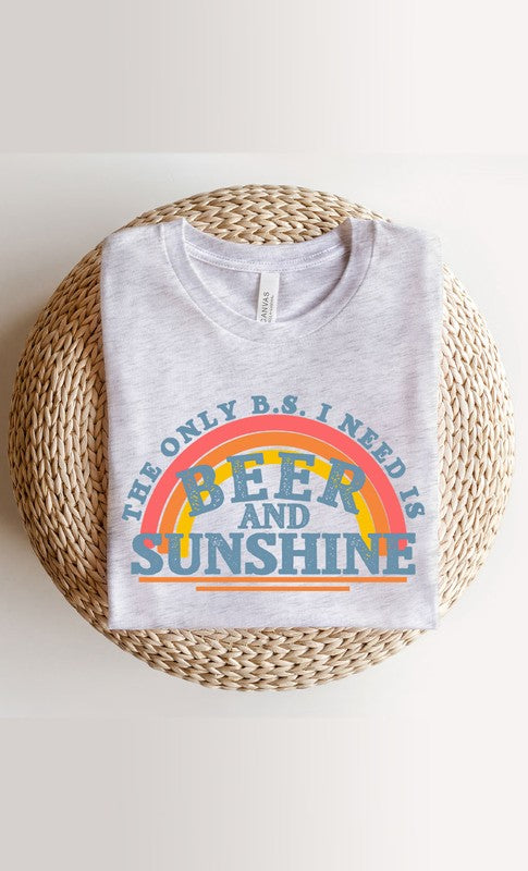 Beer and Sunshine Rainbow Graphic Tee T-Shirt PLUS