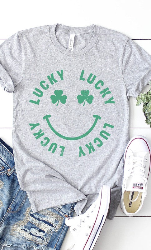 Retro Lucky Smiley Graphic Tee T-Shirt