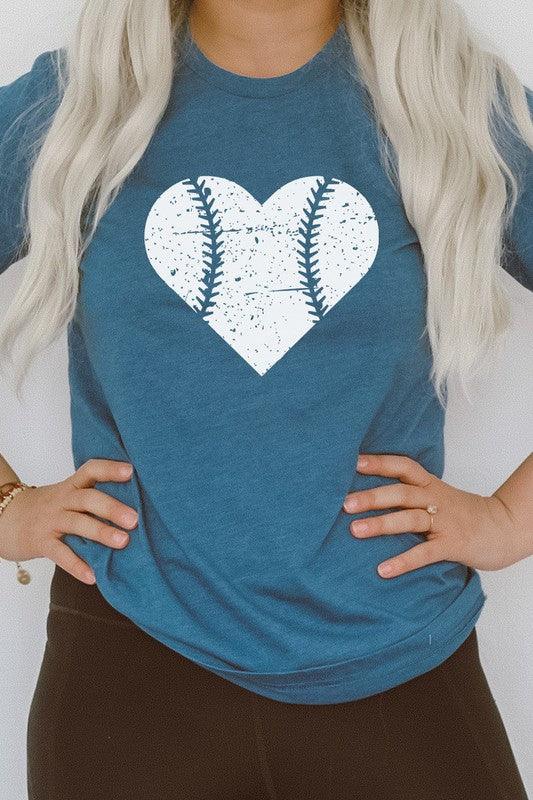 Heart Baseball Season Sports Game Graphic Tee