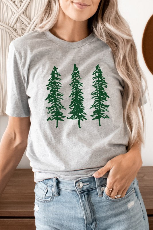 Forest Pine Trees Camping Graphic Tee T-Shirt