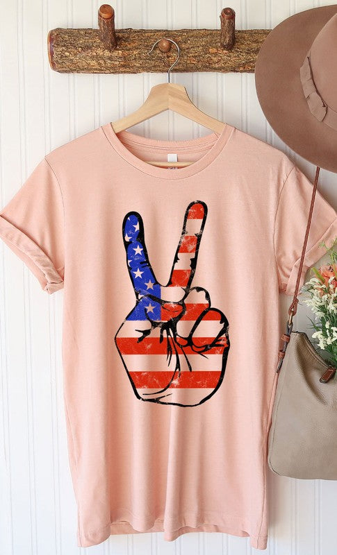 American Peace Sign Graphic Tee T-Shirt