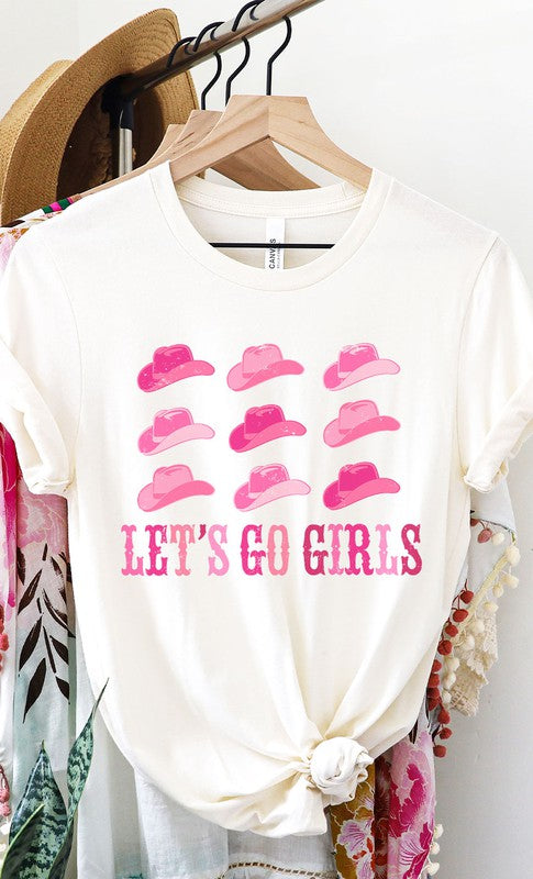 Lets Go Girls Cowgirl Hat Graphic Tee T-Shirt