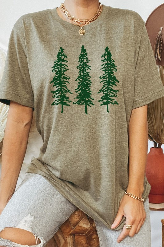 Forest Pine Trees Camping Graphic Tee T-Shirt