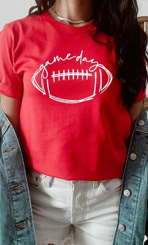 Cursive Football Game Day Graphic Tee T-Shirt PLUS