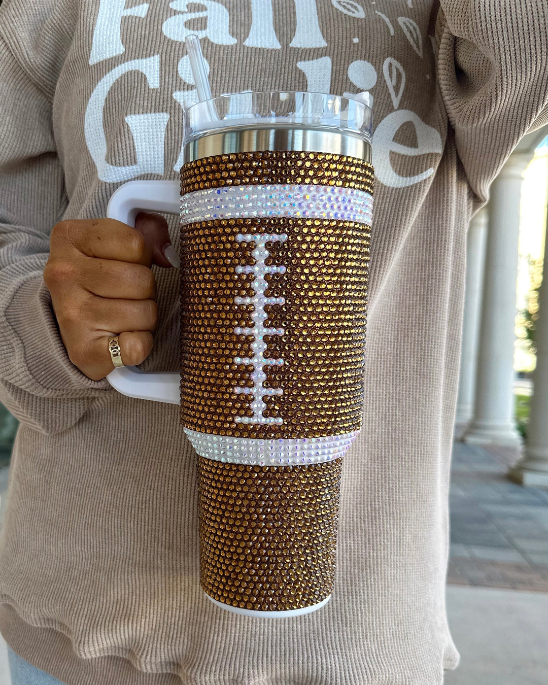 Crystal Football "Blinged Out" 40 Oz. Tumbler