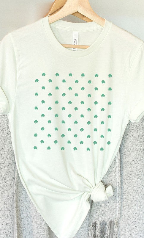 St Patricks Day Shamrock Grid Graphic Tee T-Shirt